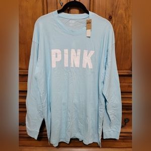 NWT, Victoria's Secret PINK long sleeve pullover tee, size Large